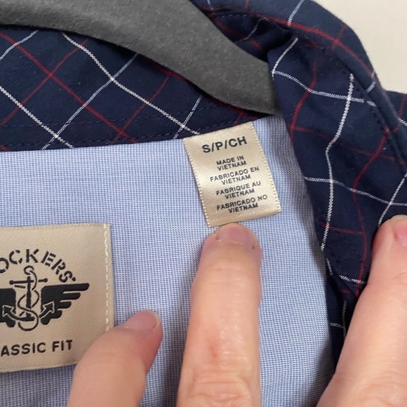 Dockers Blue Classic Fit Checkered Button Down Mens Size Small Business Casual - Picture 5 of 11